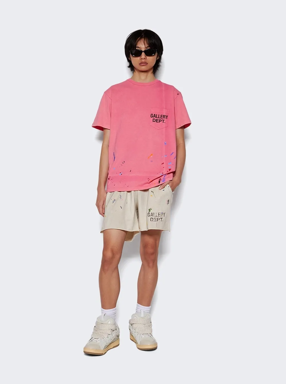 Heavy craftsmanship, the first choice for American boys in summer GALLERY DEPT. INSOMNIA SHORTS/WHITE English mud-dyed and ink-splashed shorts, off-white S-XL, super comfortable and breathable fabric, frees the lower body, heavy wash, mud-dyed and distressed, super complex ink-splashed graffiti